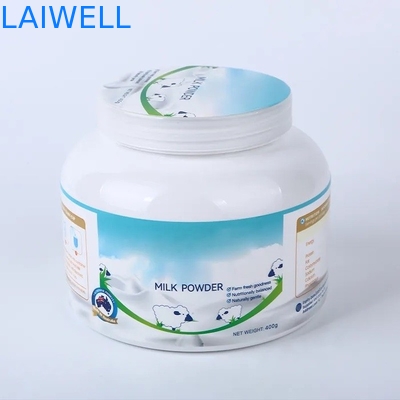 Recipienti di plastica riciclabili durevoli di colore di 129*129*106MM alti dell'ANIMALE DOMESTICO della proteina dei barattoli bianchi della polvere per B2B