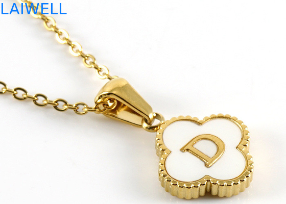 13*13MM 18K in acciaio inossidabile placcato oro Quattro foglie di trifoglio pennacchi lettera