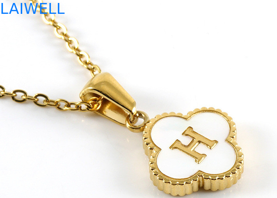 13*13MM 18K in acciaio inossidabile placcato oro Quattro foglie di trifoglio pennacchi lettera