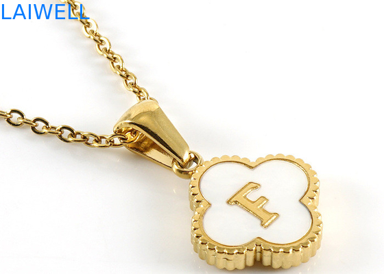 13*13MM 18K in acciaio inossidabile placcato oro Quattro foglie di trifoglio pennacchi lettera