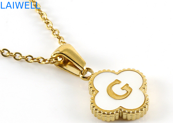 13*13MM 18K in acciaio inossidabile placcato oro Quattro foglie di trifoglio pennacchi lettera