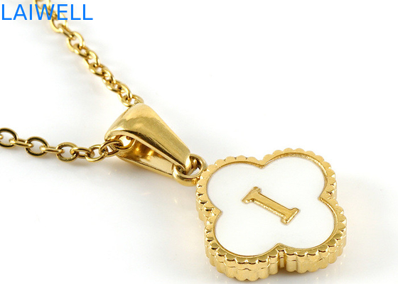 13*13MM 18K in acciaio inossidabile placcato oro Quattro foglie di trifoglio pennacchi lettera