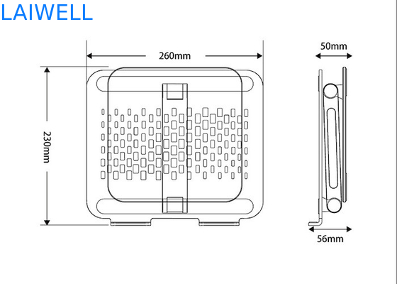 Supporto di raffreddamento per laptop regolabile in alluminio pieghevole argento portatile da 260 * 230 * 56MM per scrivania