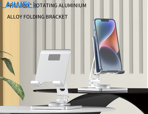 95*132*44MM Nuovo design di lusso Portatile 360 gradi di rotazione argento alluminio pieghevole supporto per telefono cellulare