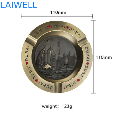 110*110MM Stile colore oro forma rotonda Fusione a fuso Lega di zinco Metallo posacenere