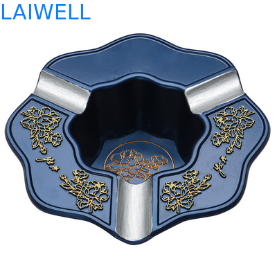 130*130MM Polito Nickelato E Fusione A Fusione Blu Color Cenieriere Portatile Personalizzato Con Fondo Di velluto