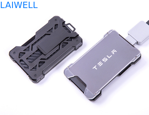 60*94*10MM Grigio Portafogli in alluminio RFID personalizzati Portatili di carte con AirTag Tracker e clip in acciaio