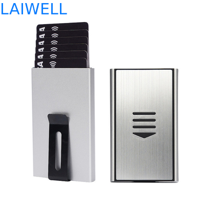 Portable 60*15*100MM Silver Anodized Aluminum Card Wallet con incisione laser personalizzabile