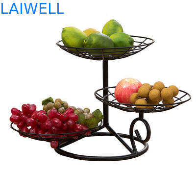 32 cm di altezza Fornire Nero Metallo Ferro Multilayer Ferro vassoio di frutta Disegno personalizzato per comodità