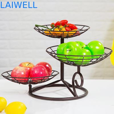 32 cm di altezza Fornire Nero Metallo Ferro Multilayer Ferro vassoio di frutta Disegno personalizzato per comodità