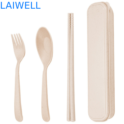 Portable Beige Color Sustainable Wheat Straw Fibre 3-PC Flatware Set Eco Reusable Tableware Accessori possono essere utilizzati più volte Leggere Non tossico