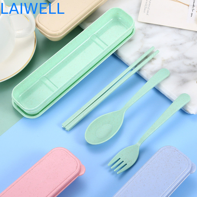 Portable Beige Color Sustainable Wheat Straw Fibre 3-PC Flatware Set Eco Reusable Tableware Accessori possono essere utilizzati più volte Leggere Non tossico