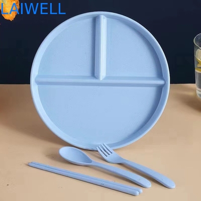 22 cm Fibra di paglia di grano verde Compartimenti anti caduta Piatto alimentare Eco-compatibile Cucina Eco-compatibile utensili da tavola
