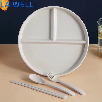 22 cm Fibra di paglia di grano verde Compartimenti anti caduta Piatto alimentare Eco-compatibile Cucina Eco-compatibile utensili da tavola