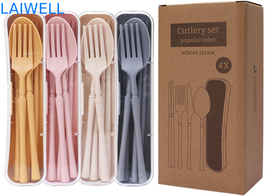 Set di posate pieghevoli da 4 PC Resistente alle alte temperature Accessoiri per posate ecologiche Fabbricati con fibre di paglia di grano Di varie dimensioni Eco-friendly And Durable