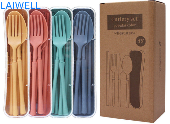 Set di posate pieghevoli da 4 PC Resistente alle alte temperature Accessoiri per posate ecologiche Fabbricati con fibre di paglia di grano Di varie dimensioni Eco-friendly And Durable