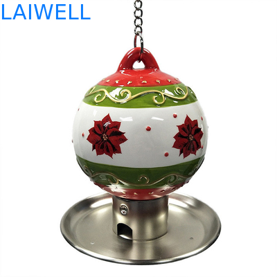 Alimentatore ceramico all'aperto dell'uccello del metallo della palla di Natale con il piatto di timbratura placcato dell'alimento del ferro