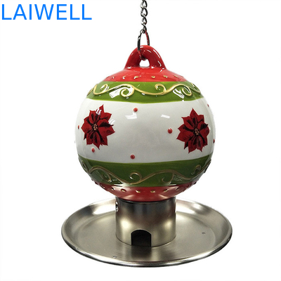 Alimentatore ceramico all'aperto dell'uccello del metallo della palla di Natale con il piatto di timbratura placcato dell'alimento del ferro