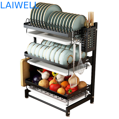 Metallo nero del heght di categoria alimentare di 55.5cm che vuota il portatile dello scaffale di piatto di attaccatura parete/dello scaffale