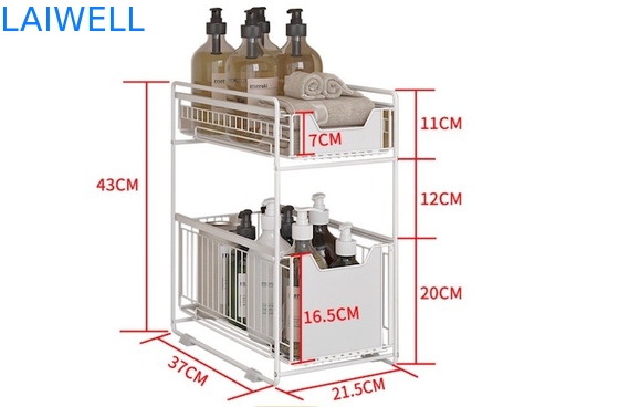 scaffale di stoccaggio della cucina della fila degli articoli da cucina 2 di acciaio inossidabile 37L*21.5W*43Hcm