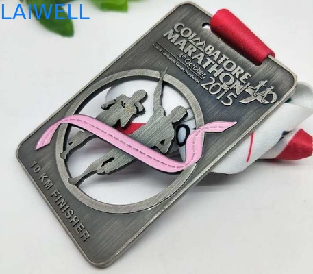 PVD che placca le medaglie maratone di verniciatura in lega di zinco Grey Hollow Out