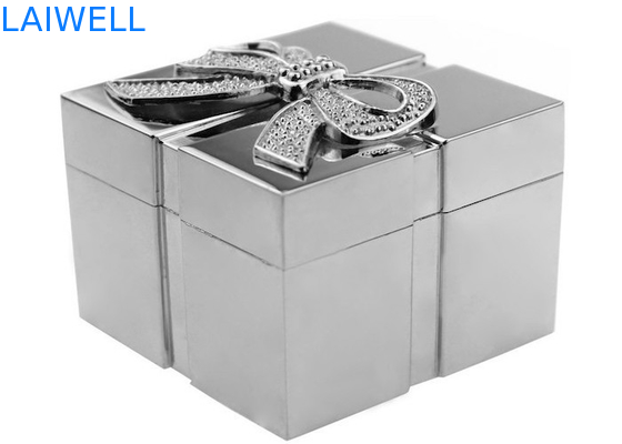 Contenitore di gioielli in lega di zinco di PVD del quadrato d'argento di placcatura 52*52*43mm