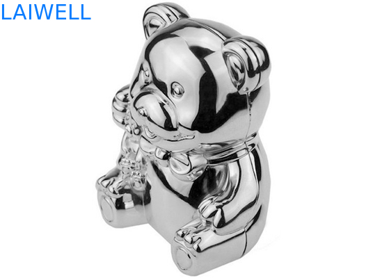Teddy Bear Coin Bank Die placcato d'argento sveglio che fonde 105*85*118mm