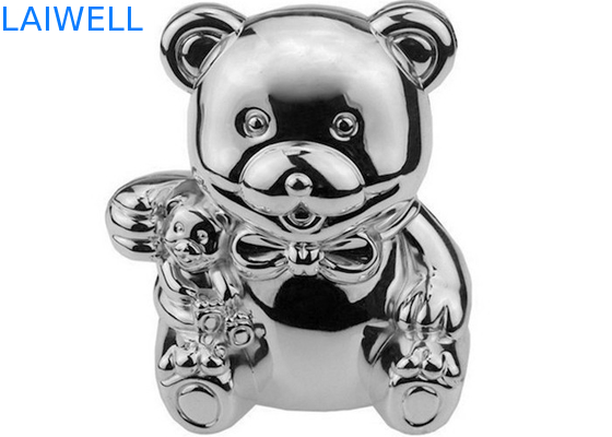 Teddy Bear Coin Bank Die placcato d'argento sveglio che fonde 105*85*118mm