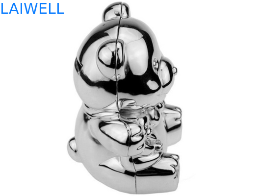 Teddy Bear Coin Bank Die placcato d'argento sveglio che fonde 105*85*118mm
