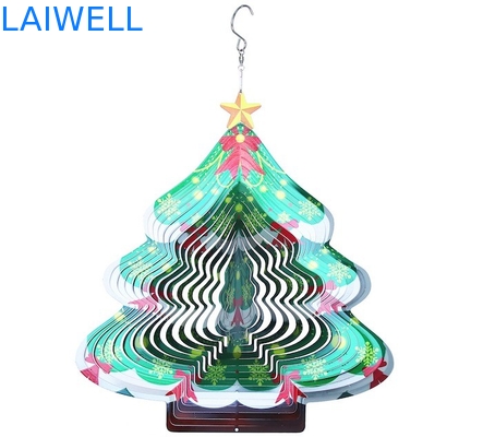 Carillon di vento giranti dell'albero di Natale del filatore 3D del vento del metallo di larghezza 27cm