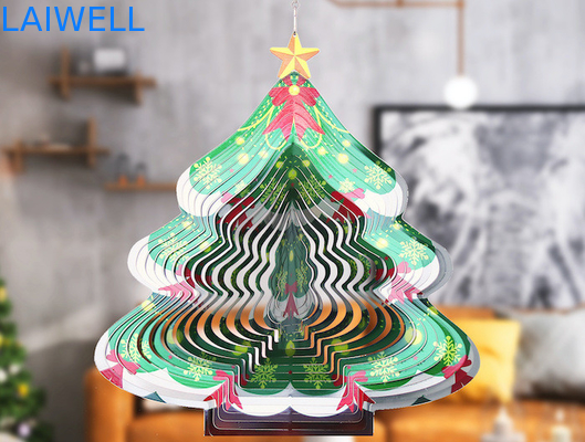 Carillon di vento giranti dell'albero di Natale del filatore 3D del vento del metallo di larghezza 27cm