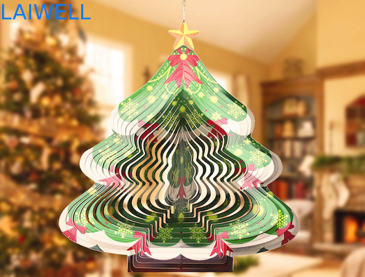 Carillon di vento giranti dell'albero di Natale del filatore 3D del vento del metallo di larghezza 27cm