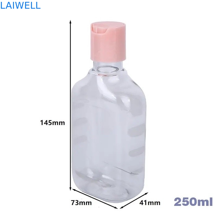 Recipienti di plastica riutilizzabili delle bottiglie trasparenti della lozione del quadrato dell'ANIMALE DOMESTICO di 73*41*145MM 250ML Eco per l'organizzazione domestica