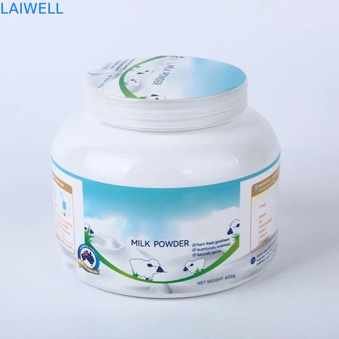 Recipienti di plastica riciclabili durevoli di colore di 129*129*106MM alti dell'ANIMALE DOMESTICO della proteina dei barattoli bianchi della polvere per B2B