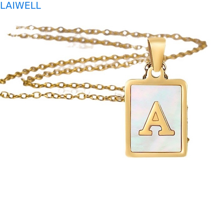 Semplice 15*12MM in acciaio inossidabile 3D Shell Letter Necklace Donna Titanio Acciaio 26 Letter Pendenti