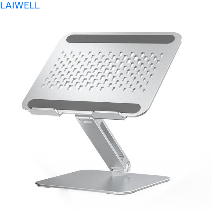 Supporto di raffreddamento per laptop regolabile in alluminio pieghevole argento portatile da 260 * 230 * 56MM per scrivania