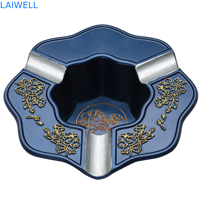 130*130MM Polito Nickelato E Fusione A Fusione Blu Color Cenieriere Portatile Personalizzato Con Fondo Di velluto