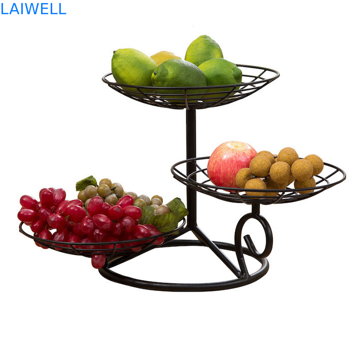 32 cm di altezza Fornire Nero Metallo Ferro Multilayer Ferro vassoio di frutta Disegno personalizzato per comodità