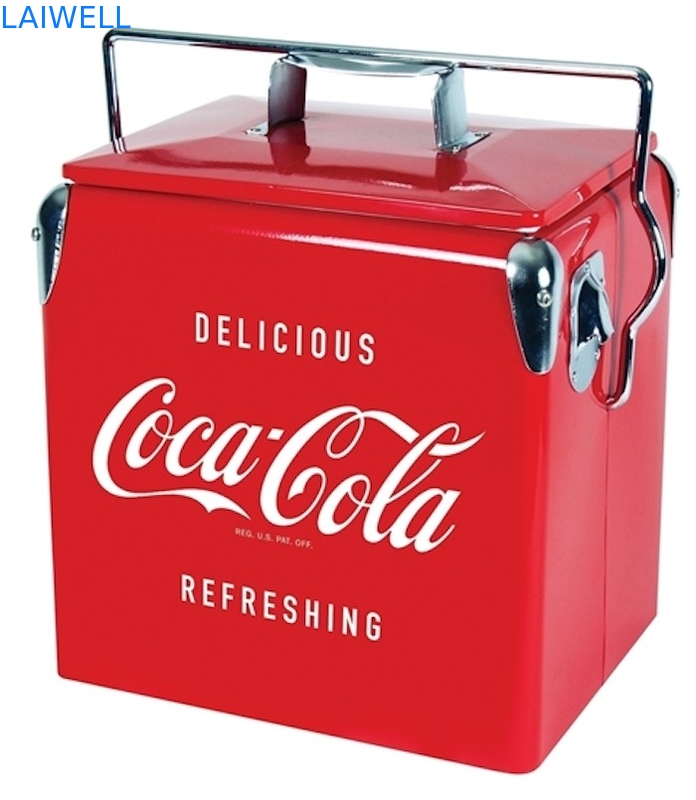 Retro dispositivo di raffreddamento del metallo rosso portatile 13L dello SGS/contenitore più fresco metallo d'annata