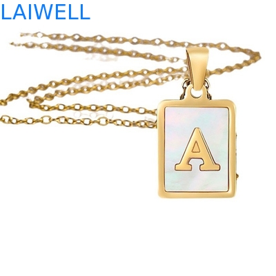 Semplice 15*12MM in acciaio inossidabile 3D Shell Letter Necklace Donna Titanio Acciaio 26 Letter Pendenti