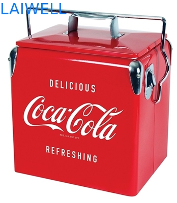 Retro dispositivo di raffreddamento del metallo rosso portatile 13L dello SGS/contenitore più fresco metallo d'annata