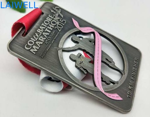PVD che placca le medaglie maratone di verniciatura in lega di zinco Grey Hollow Out
